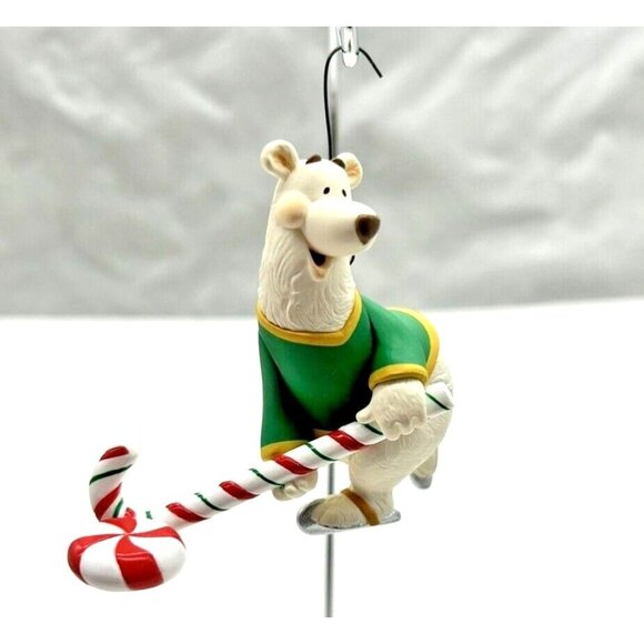 Hallmark Other - Vintage Hallmark "North Pole Star" Polar Bear Playing Ice Hockey Ornament 1999